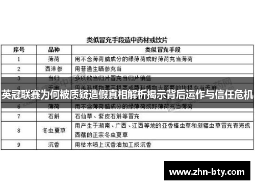 英冠联赛为何被质疑造假真相解析揭示背后运作与信任危机