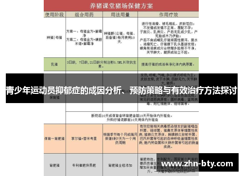 青少年运动员抑郁症的成因分析、预防策略与有效治疗方法探讨